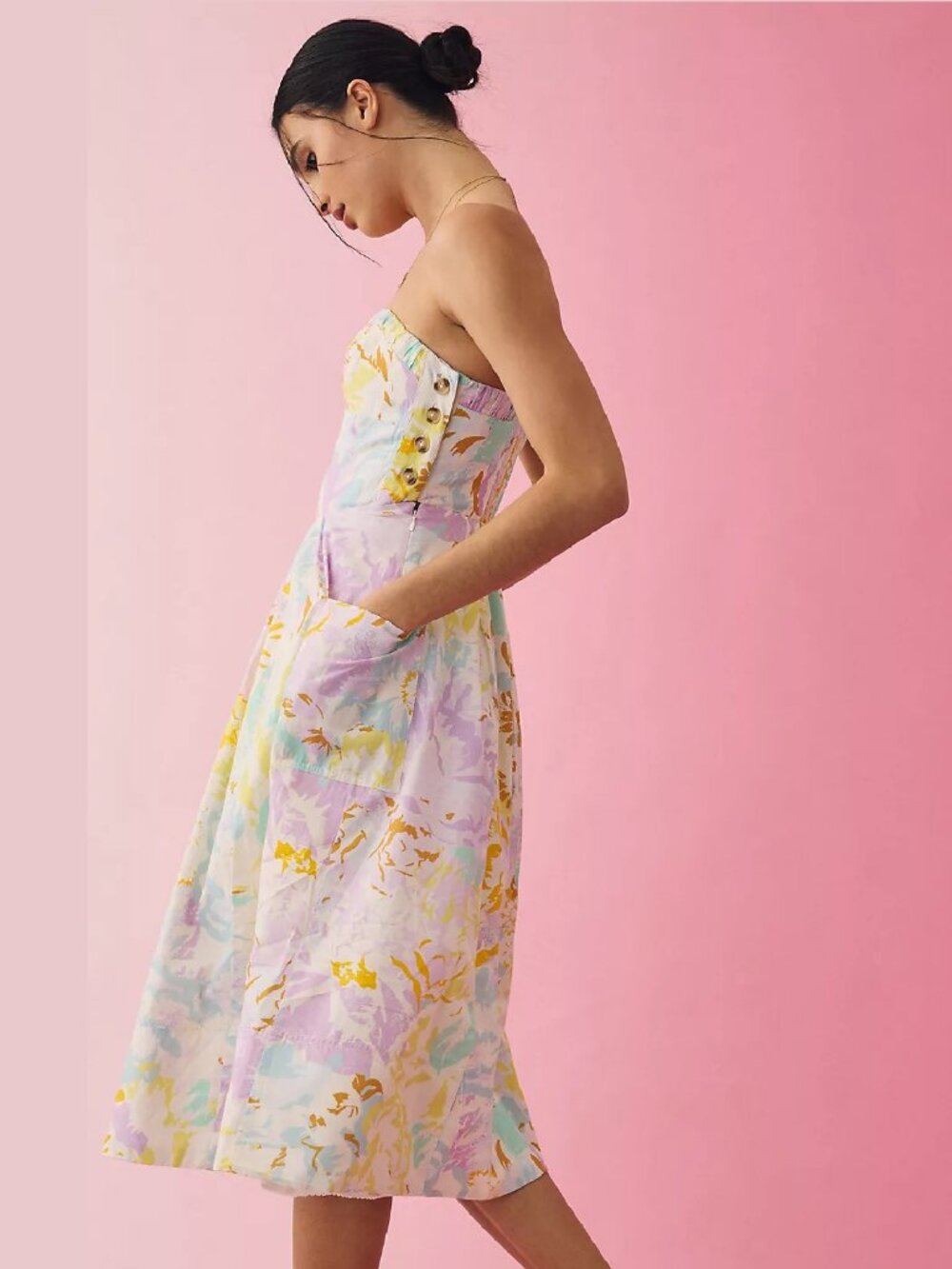 Anthropologie Maeve Pastel Sleeveless Sweetheart Corset Midi Dress Sz 2X
